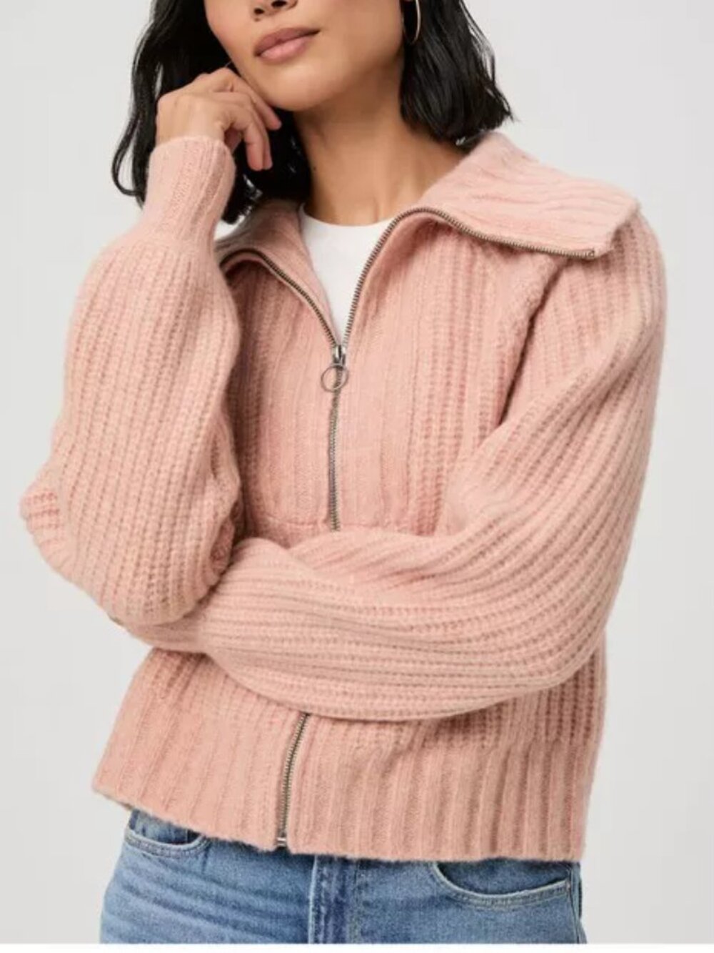 NWT PAIGE Wool Blend Zip Cardigan Sweater Size Large